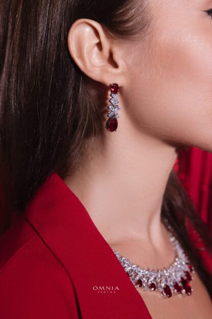Omnia Suhana Red Bridal Full Set in High Quality Simulated Diamonds - Image 8