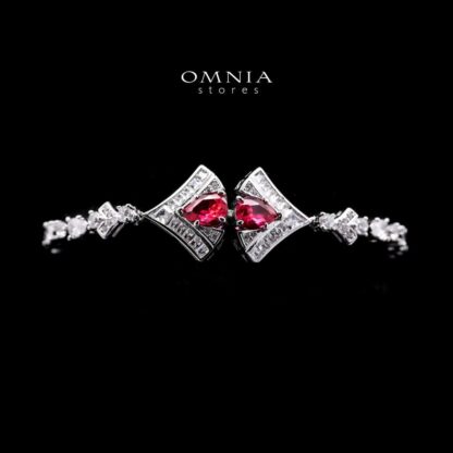 Omnia Elizabeth Maroon & White Luxury Full Jewelry Set - Image 2