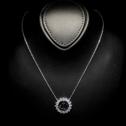 Omnia Allah Name White Floral Pendant Necklace in 92.5 Silver with High-Quality Simulated Diamonds - Image 2