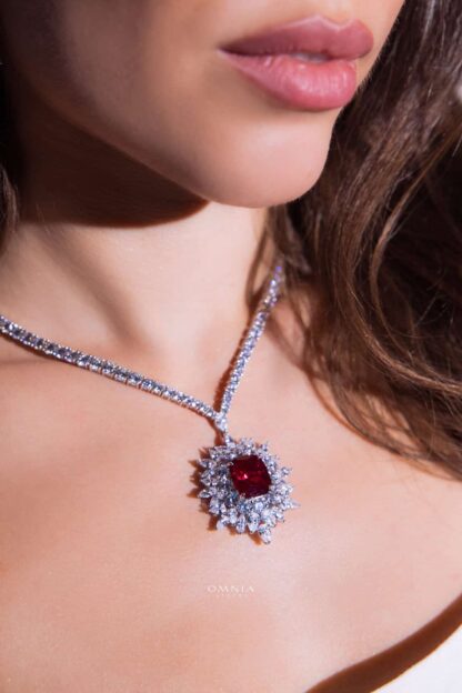 Omnia Thalia Red Necklace 92.5 Silver High Quality Simulated diamonds - Image 4