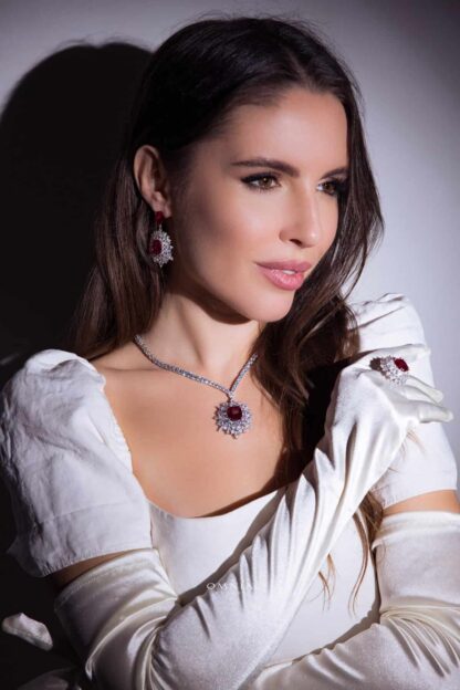 Omnia Thalia Red Necklace 92.5 Silver High Quality Simulated diamonds - Image 5