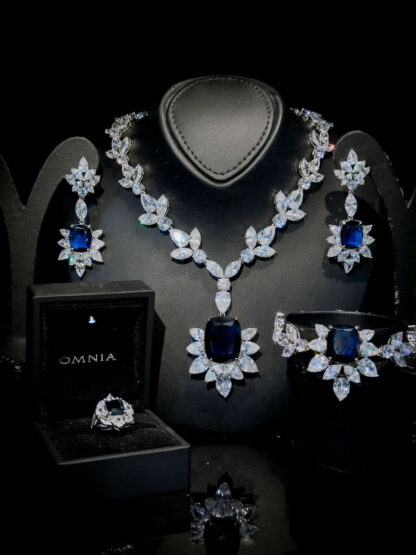 Omnia Medusa Blue Bridal Full Set in 92.5 Silver High Quality Simulated diamonds - Image 3