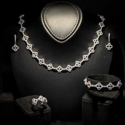 Omnia Amna White Set in 92.5 Silver with High Quality Simulated Diamonds