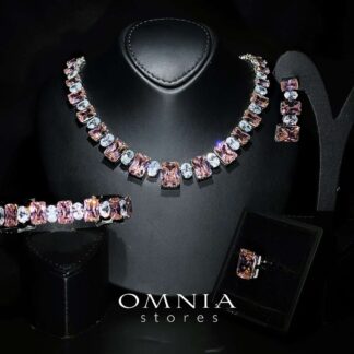 Omnia Amina Pink Silver & Simulated Diamonds Set