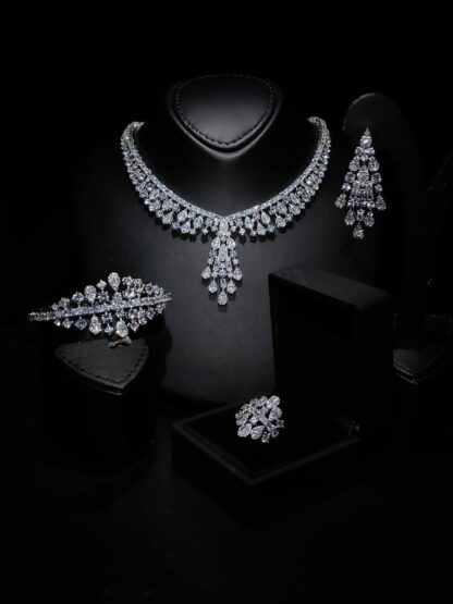 Omnia Minerva Bridal Full Set Accessories in High Quality Zircon Stone in Rhodium Plated - Image 3