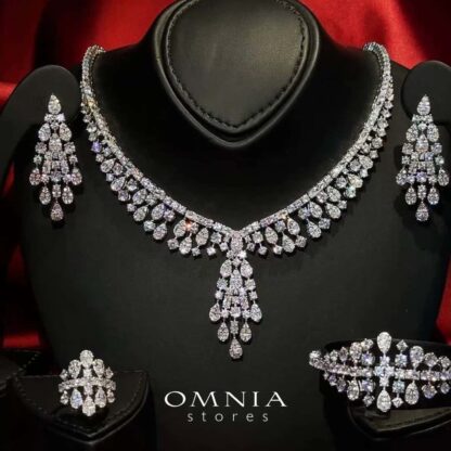 Omnia Minerva Bridal Full Set Accessories in High Quality Zircon Stone in Rhodium Plated - Image 13