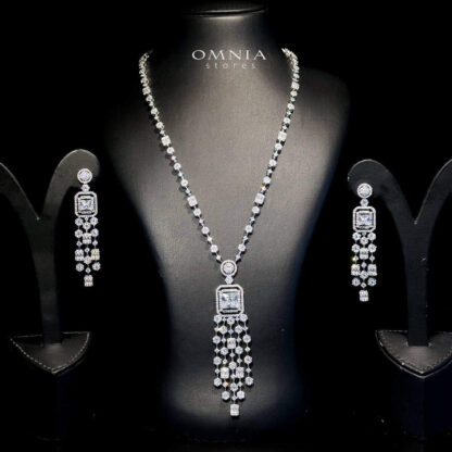 Omnia Nana White Long Chain Zircon Set