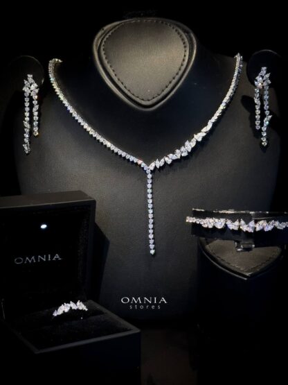 Omnia Claire White Bridal Full Set in High Quality Zircon Stone in Rhodium Plated - Image 7