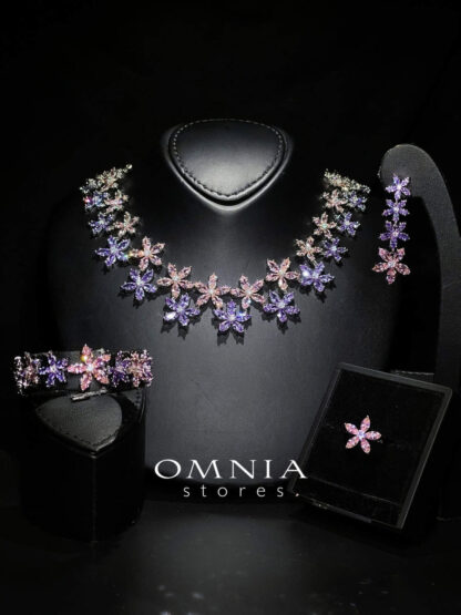 Omnia Yusra Pink and Purple Bridal Full Set in High Quality Simulated Diamonds - Image 7