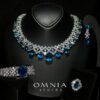 Omnia Suhana Sky Blue Bridal Full Set Designed with Pear-Cut and Round Simulated Diamonds in High-Quality Rhodium Plated Finish - Image 10