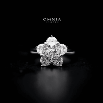 Omnia Ivana Pure White Flower Ring in High Quality Iced Cut - Image 4