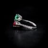 Darlene Dual Teardrop Ring in 92.5 Silver with High Quality Green and Red Simulated Diamonds - Image 4