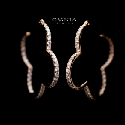 Omnia Abir Rose Gold Hoop Earrings in 92.5 Silver With High Quality Moissanite Stone - Image 3