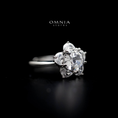 Omnia Ivana Pure White Flower Ring in High Quality Iced Cut - Image 9