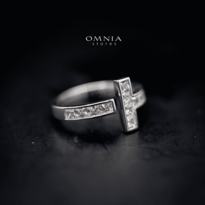 Omnia Silver Cross Ring in 92.5 Silver with High Quality Moissanite - Image 3