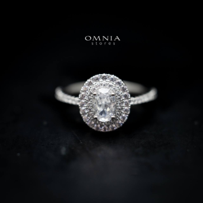 Omnia Fariha Oval Ring in 92.5 Silver with High Quality Iced Cut Stone - Image 2