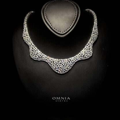 Omnia Jala Golden Bridal Full Set in High Quality Zircon Stone in Rhodium Plated - Image 9