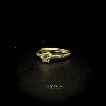 Omnia Golden Solitaire Ring in 92.5 Silver with High Quality Iced Cut Stone - Image 3