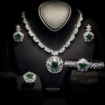 Omnia Madison Green Bridal Full Set in 92.5 Silver with High Quality Iced Cut Stone - Image 3