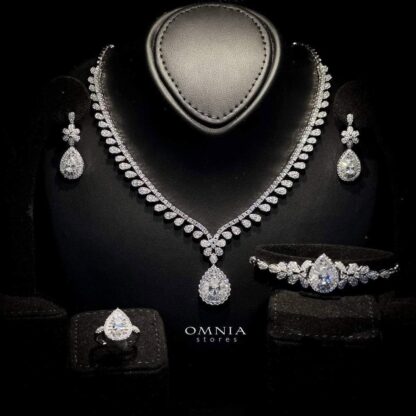 Omnia Sophia Teardrop Bridal Full Set in 92.5 Silver with High Quality Simulated Diamonds - Image 3