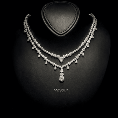 Omnia Ghada White Bridal Full Set Accessories in High Quality Zircon Stone Rhodium Plated - Image 4