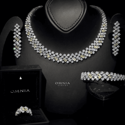 Omnia Wedo Yellow Bridal Full Set High Quality Zircon Stone in Rhodium Plated (only Available in Saudi Arabia) - Image 3