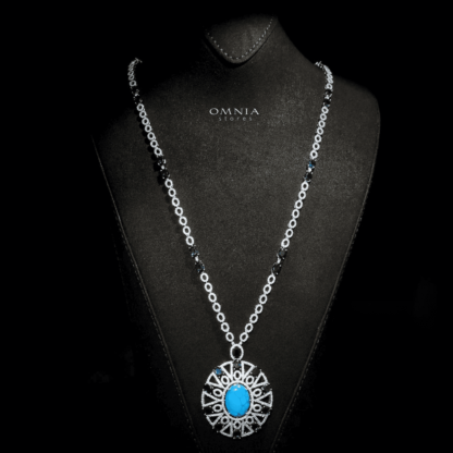 Omnia Ayala Blue Bridal Long Chain Full Set Accessories High Quality Zircon Stone In Rhodium Plated - Image 3