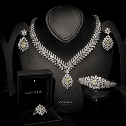 Omnia Merida Yellow Bridal Full Set in High Quality Zircon Stone Rhodium Plated - Image 3