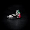 Darlene Dual Teardrop Ring in 92.5 Silver with High Quality Green and Red Simulated Diamonds - Image 5