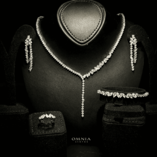 Omnia Claire White Bridal Full Set in High Quality Zircon Stone in Rhodium Plated
