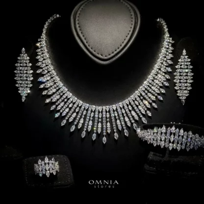 Omnia Lana White Bridal Full Set in High Quality Zircon Stone Rhodium Plated - Image 3