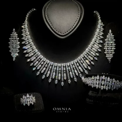 Omnia Lana White Bridal Full Set in High Quality Zircon Stone Rhodium Plated - Image 14