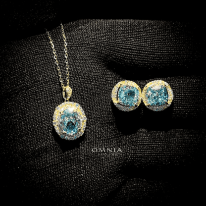 Omnia Laila Sky Blue Set in 92.5 Silver with High Quality Iced Cut Stone - Image 3