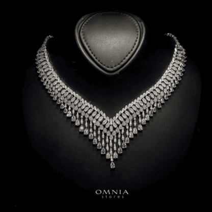 Omnia Miyah Pink Bridal Full Set Accessories in High Quality Zircon Stone Rhodium Plated - Image 4