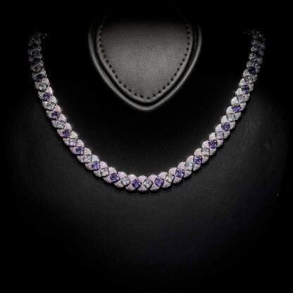 Omnia Layan Purple Bridal Full Set in High-Quality Zircon Stone Rhodium Plated - Image 3