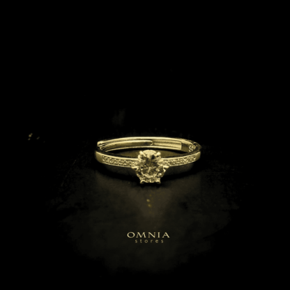 Omnia Golden Solitaire Ring in 92.5 Silver with High Quality Iced Cut Stone - Image 5