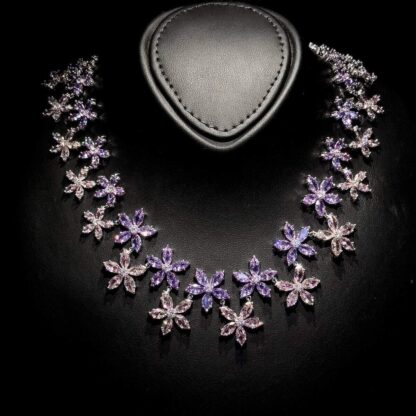 Omnia Yusra Pink and Purple Bridal Full Set in High Quality Simulated Diamonds - Image 4