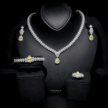 Omnia Naeema Yellow Bridal Full Set in 92.5 Silver High Quality Simulated Diamonds - Image 4