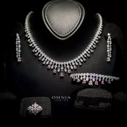 Omnia Lana White Bridal Full Set in High Quality Zircon Stone Rhodium Plated - Image 15