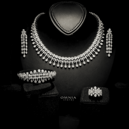 Omnia Miranda Bridal Full Set Accessories in High Quality Zircon Stone Rhodium Plated - Image 3