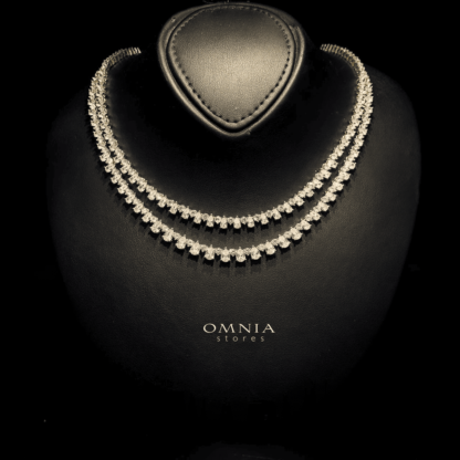 Omnia Aria Golden Bridal Full Set in High Quality Zircon Stone Rhodium Plated - Image 4