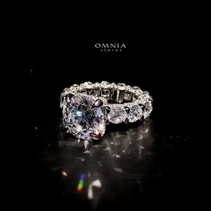 Omnia Radiant Round-Cut Eternity Ring in 92.5 Silver with High Quality Iced Cut Stones - Image 5