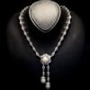 Omnia Elegant Pearl Necklace with High Quality Simulated Diamonds in 92.5 Silver - Image 4