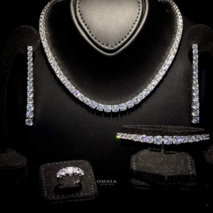 Omnia Maryam Pink Bridal Full Set in High Quality Zircon Stone Rhodium Plated - Image 7