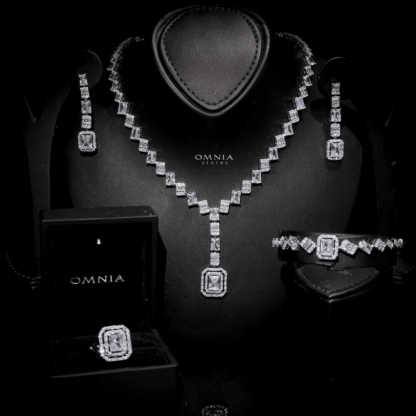Omnia Elara Bridal Full Set Accessories High Quality Zircon Stone in Rhodium Plated - Image 2