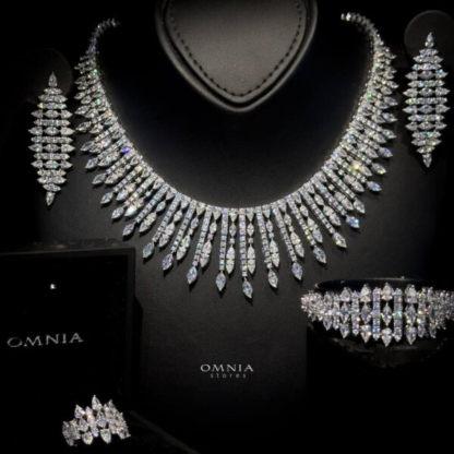 Omnia Lana White Bridal Full Set in High Quality Zircon Stone Rhodium Plated - Image 7