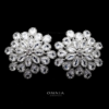 Omnia Elsa White Floral Earrings in High Quality Zircon Stone Rhodium Plated - Image 2