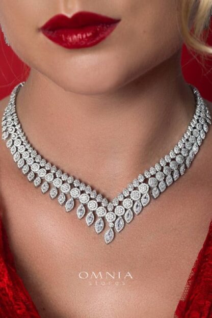 Omnia Bonnie White Bridal Full Set Accessories in High Quality Zircon Stone in Rhodium Plated - Image 13