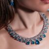 Omnia Suhana Sky Blue Bridal Full Set Designed with Pear-Cut and Round Simulated Diamonds in High-Quality Rhodium Plated Finish - Image 2