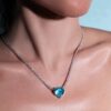 Omnia Heart Sky Blue Necklace 92.5 Pure Silver Jewelry in High Quality Simulated Diamonds - Image 8